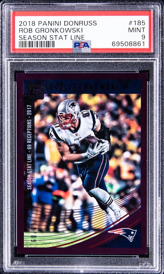 2018 Panini Donruss Rob Gronkowski Season Stat Line #185 card image