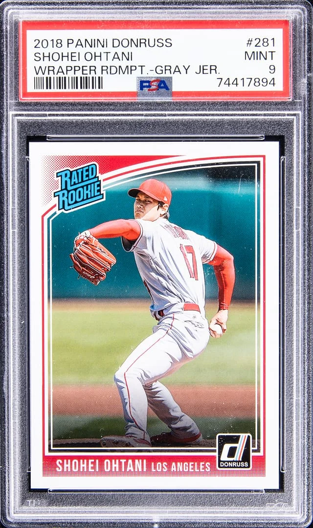 2018 Panini Donruss Shohei Ohtani Wrapper Redemption Gray Jersey #281 card image