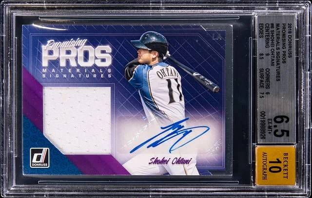 2018 Panini Donruss Shohei Ohtani Promising Pros Material Signatures #PPMS-SO card image