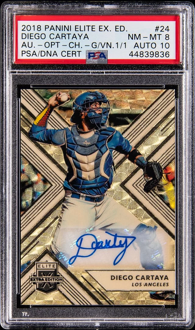 2018 Panini Elite Extra Edition Diego Cartaya Autographs Opti-Chrome Gold Vinyl #24 card image