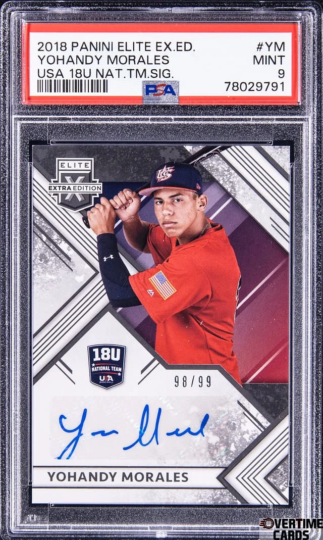 2018 Panini Elite Extra Edition Yohandy Morales USA 18U National Team Signatures #YM card image