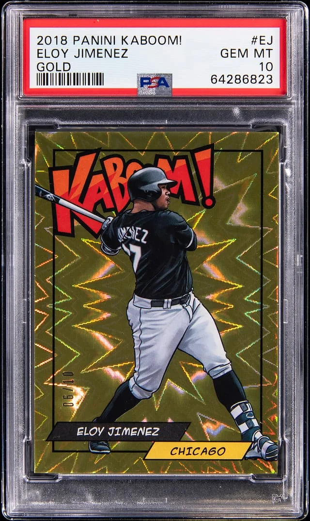 2018 Panini Eloy Jimenez Kaboom! Gold #K-EJ card image