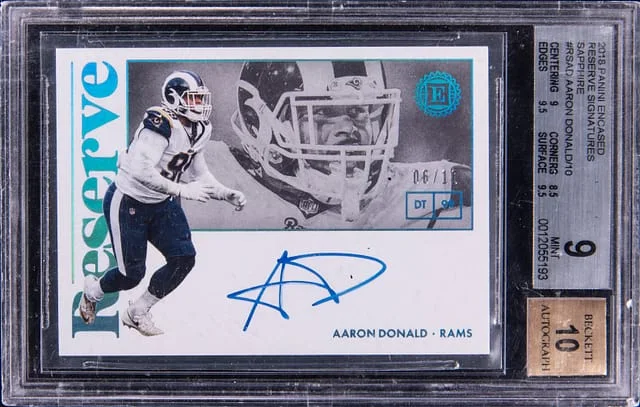 2018 Panini Encased Aaron Donald Reserve Signatures Sapphire #RS-AD card image