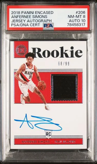 2018 Panini Encased Anfernee Simons Jersey Autograph #206 card image