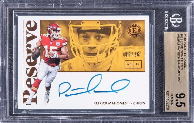 2018 Panini Encased Football Patrick Mahomes Reserve Signatures #RSPM card image