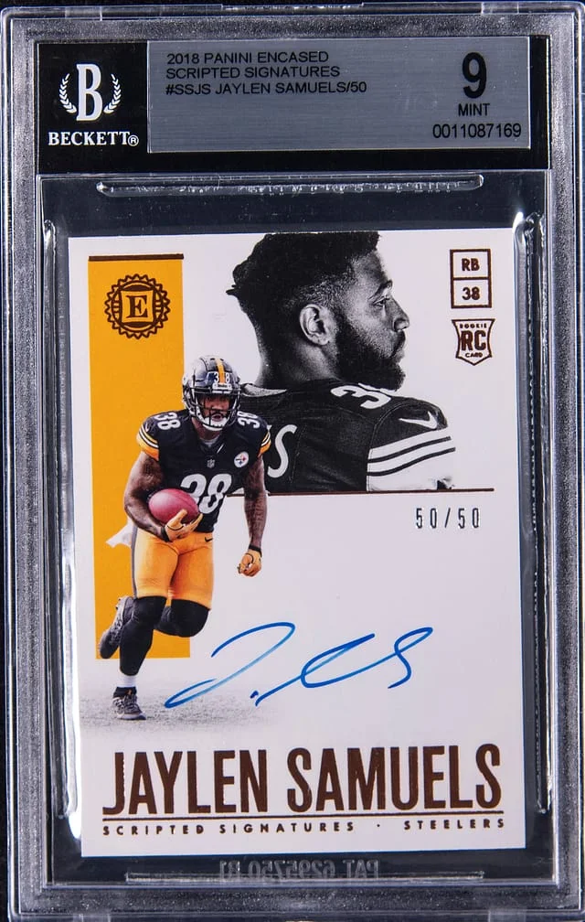 2018 Panini Encased Jaylen Samuels Scripted Signatures #SS-JS card image