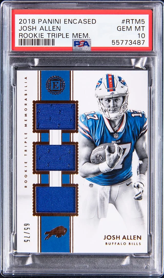 2018 Panini Encased Josh Allen Triple Triple Memorabilia #RTM-5 card image