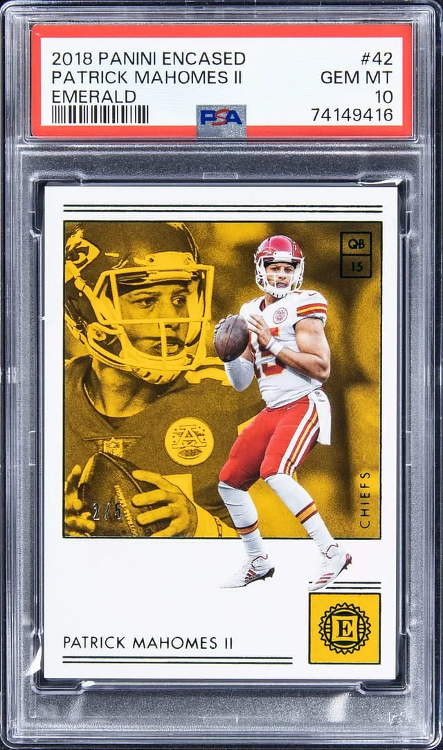 2018 Panini Encased Patrick Mahomes II Emerald #42 card image