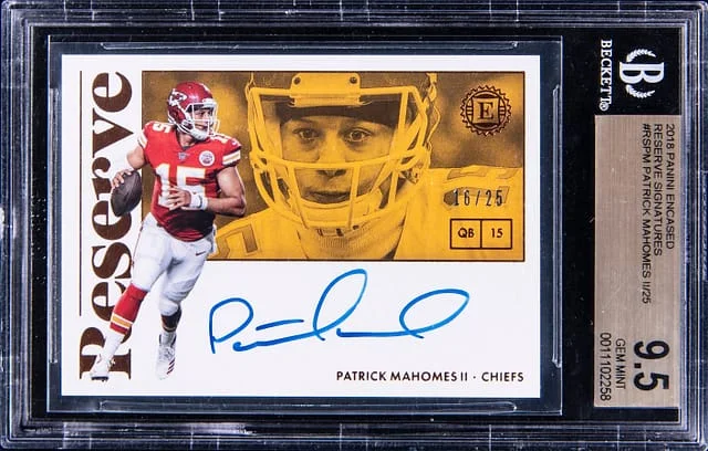 2018 Panini Encased Patrick Mahomes II Reserve Signatures #RS-PM card image