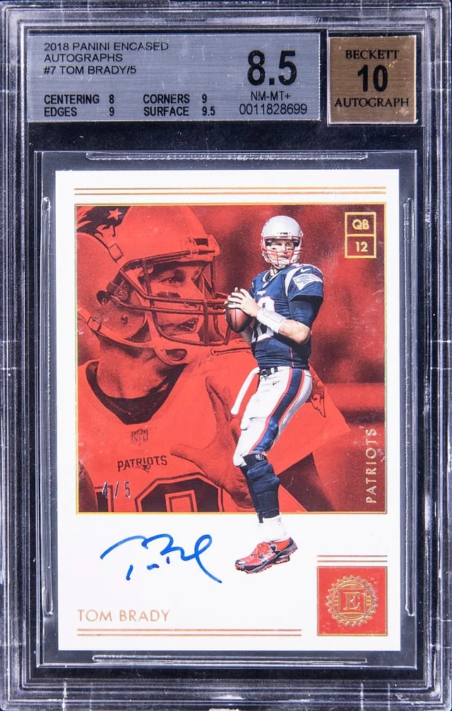 2018 Panini Encased Tom Brady Autograph #7 card image