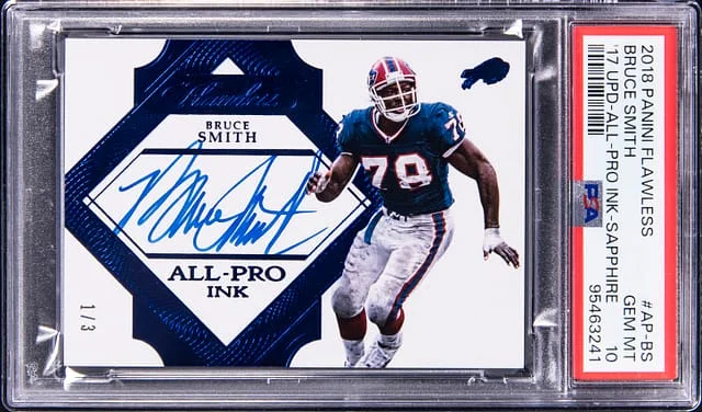 2018 Panini Flawless Bruce Smith 17' UPD All-Pro Ink Sapphire #AP-BS card image