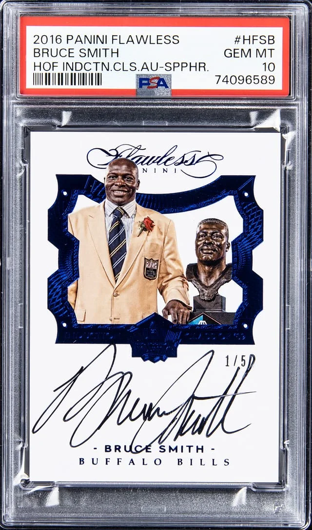 2018 Panini Flawless Bruce Smith HOF Induction Class Autograph Sapphire #HFSB card image