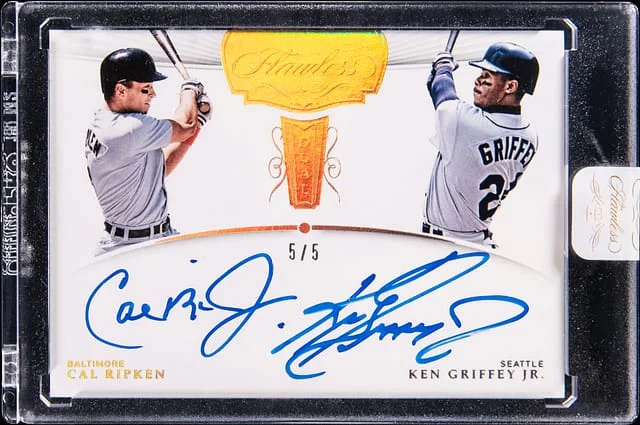 2018 Panini Flawless Cal Ripken/ Ken Griffey Jr. Dual #FDS-CG card image
