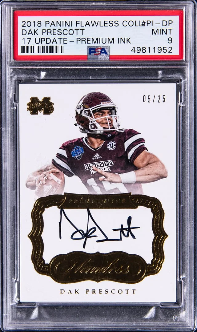 2018 Panini Flawless Dak Prescott Collegiate 17 Update Premium Ink #PI-DP card image