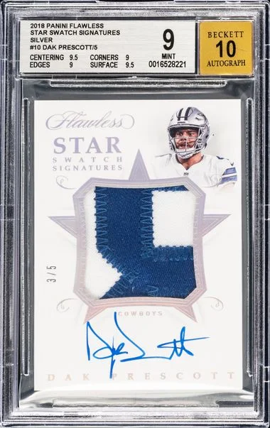 2018 Panini Flawless Dak Prescott Star Swatch Signatures Jersey Patch #SW-DP card image