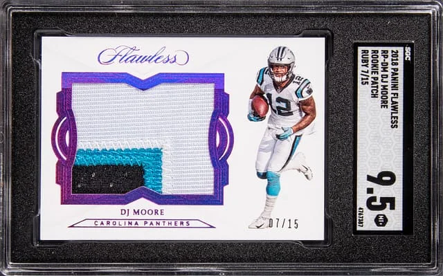 2018 Panini Flawless DJ Moore Patch Ruby #RP-DM card image