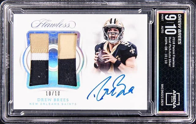 2018 Panini Flawless Drew Brees Dual Patch Autograph Silver #DPA-DB card image