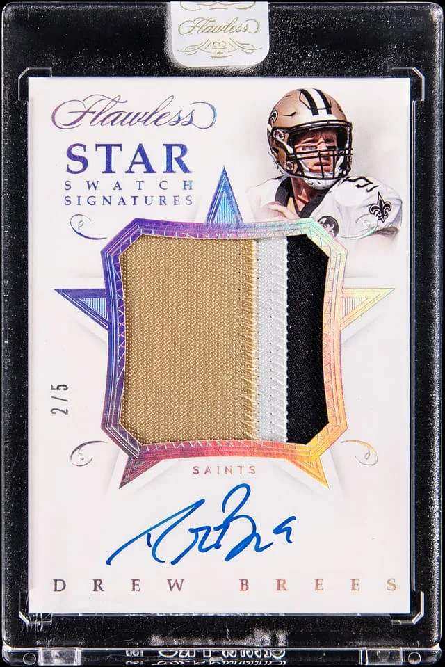2018 Panini Flawless Drew Brees Star Swatch Signatures Silver #SW-DB card image