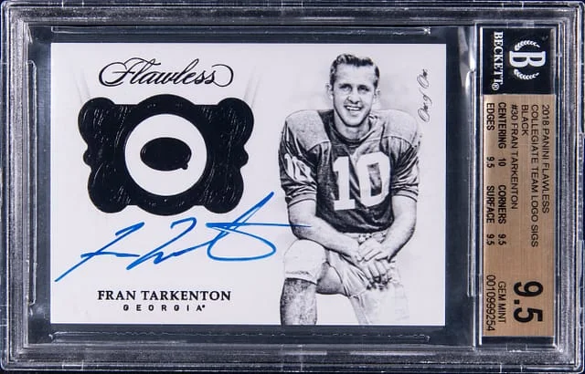 2018 Panini Flawless Fran Tarkenton Collegiate Team Logo Signatures Black #TLS-FT card image