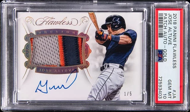 2018 Panini Flawless Jose Altuve Patch Autograph-Gold #JA card image