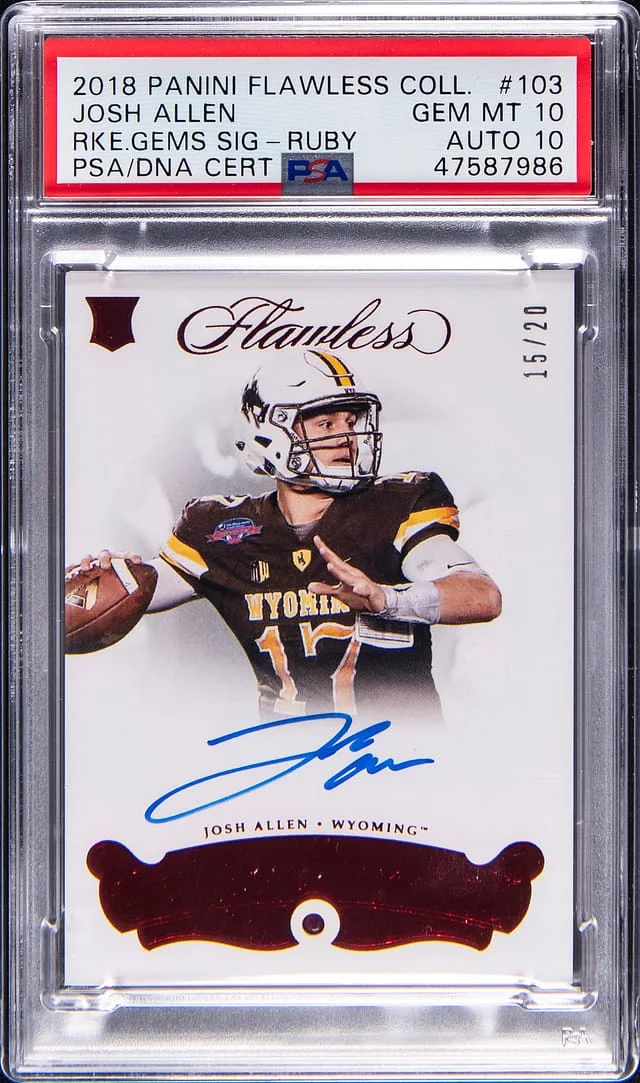 2018 Panini Flawless Josh Allen Collegiate Gems Signature Ruby #103 card image