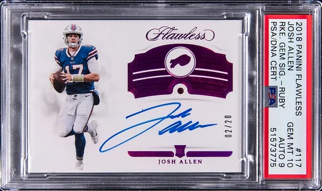 2018 Panini Flawless Josh Allen Gem Signature Ruby #17 card image