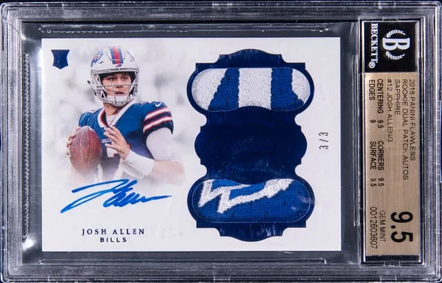 2018 Panini Flawless Josh Allen Dual Patch Autographs Sapphire #RCD-JA card image