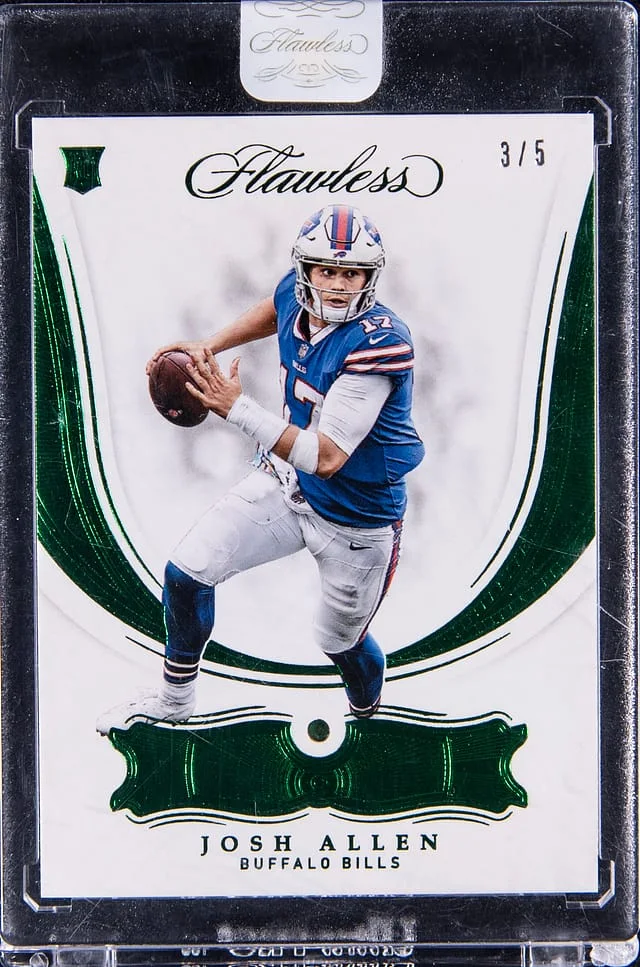 2018 Panini Flawless Josh Allen Relic - Panini Encased Emerald #104 card image