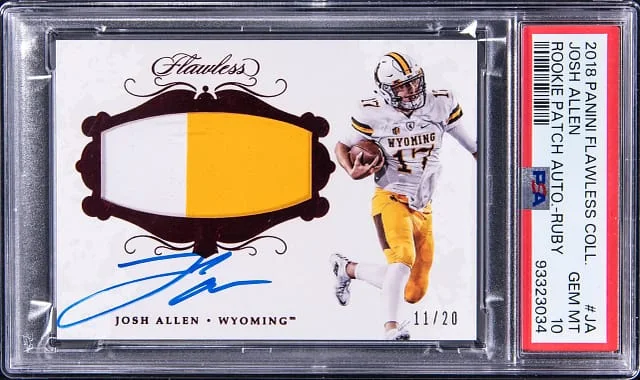 2018 Panini Flawless Josh Allen Collegiate Ruby Patch Autograph (RPA) #RPAJA card image
