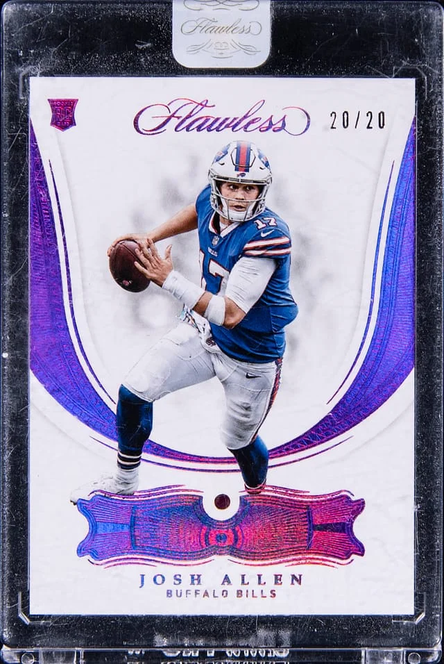 2018 Panini Flawless Josh Allen Ruby Relic - Panini Encased Purple Ruby #104 card image