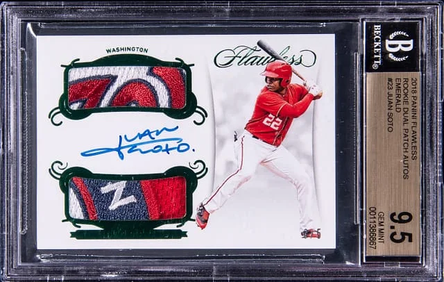 2018 Panini Flawless Juan Soto Dual Patch Autograph #RDP-JS card image