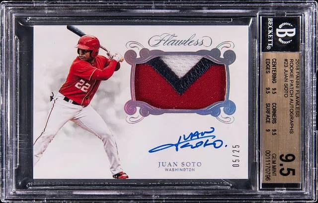 2018 Panini Flawless Juan Soto Patch Autograph (RPA) #RPA-JS card image