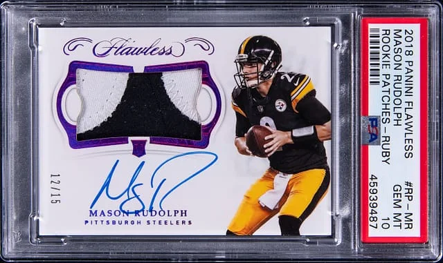 2018 Panini Flawless Mason Rudolph Patches Ruby #RP-MR card image