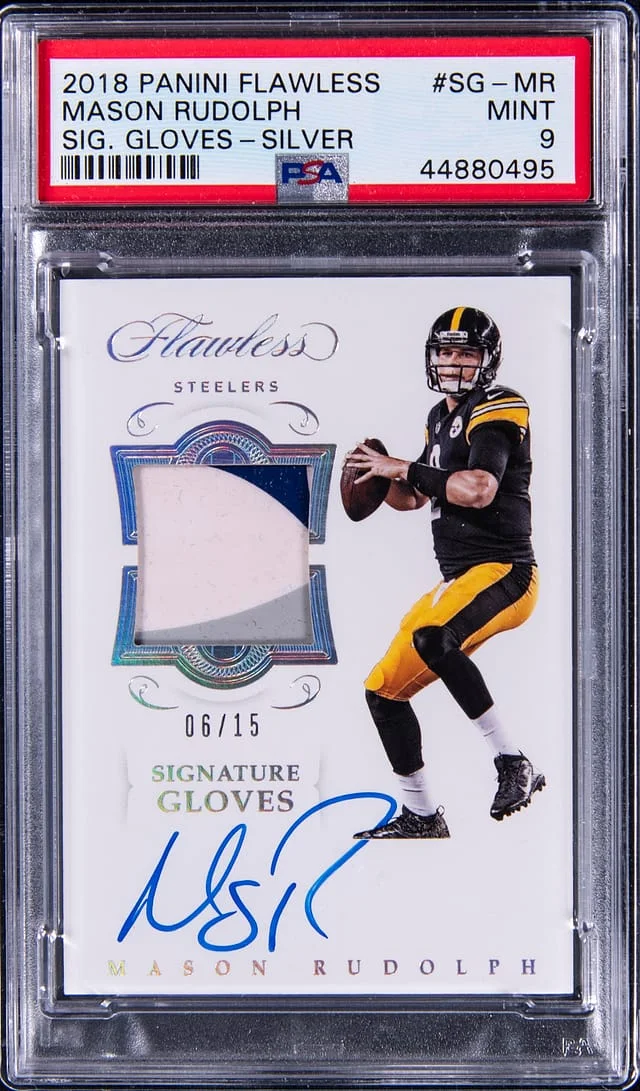 2018 Panini Flawless Mason Rudolph Signature Gloves Silver #SGMR card image