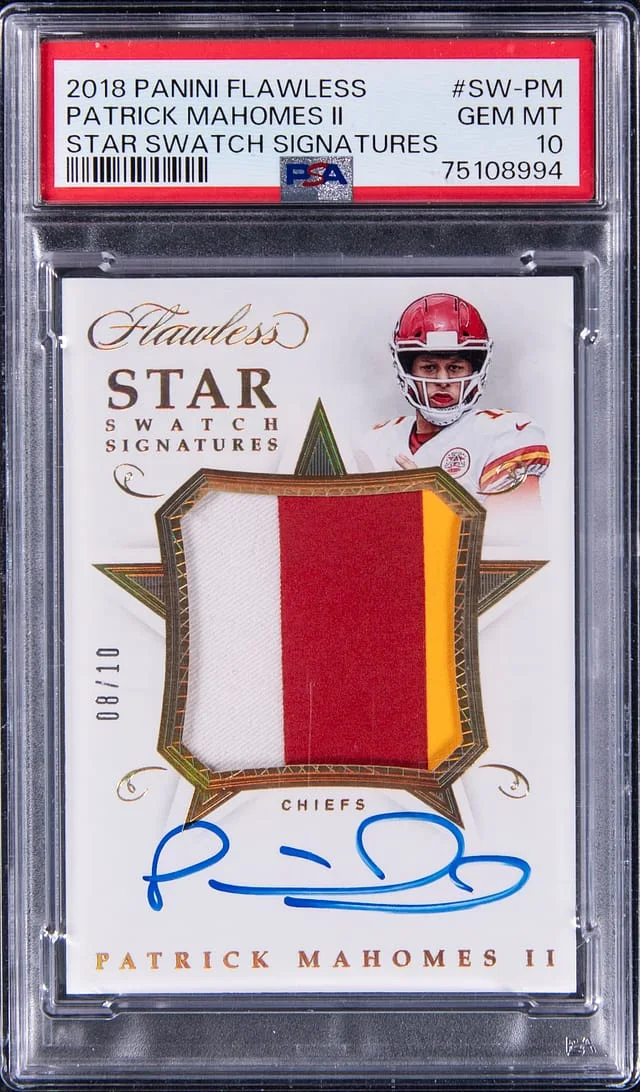 2018 Panini Flawless Patrick Mahomes II Star Swatch Signatures #SW-PM card image