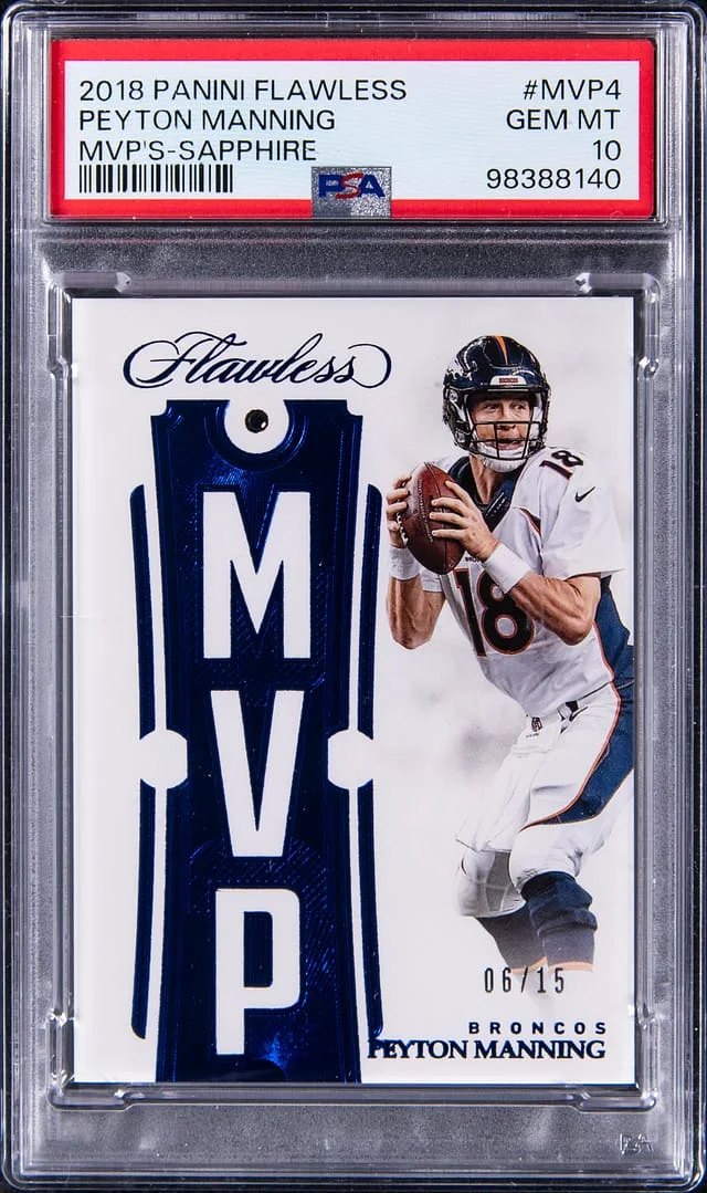 2018 Panini Flawless Peyton Manning MVP Sapphire #MVP-4 card image