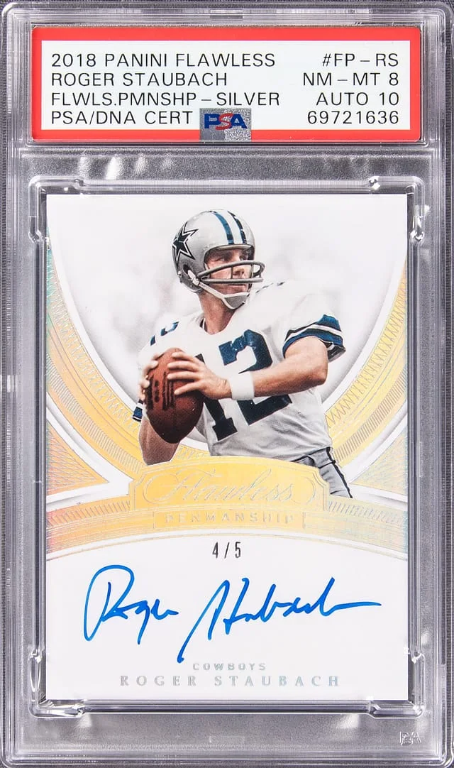 2018 Panini Flawless Roger Staubach Penmanship Silver #FP-RS card image