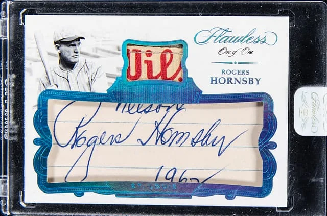 2018 Panini Flawless Rogers Hornsby Material Cuts #FMC-RH card image
