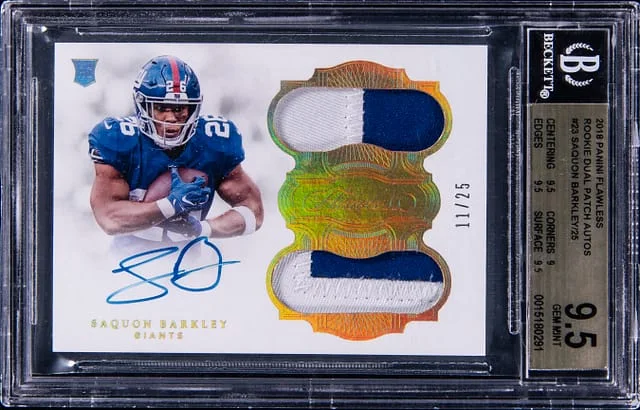 2018 Panini Flawless Saquon Barkley Dual Patch Autographs #RCD-SB card image