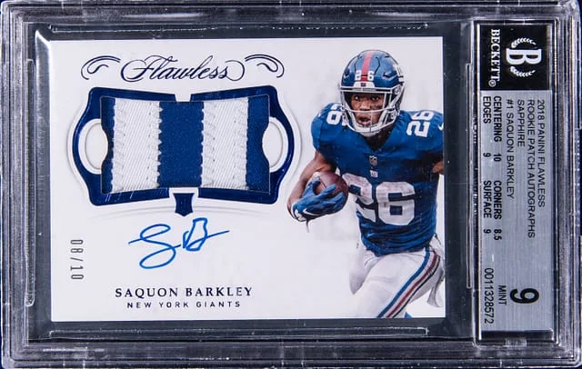 2018 Panini Flawless Saquon Barkley Sapphire #RPA-SB card image