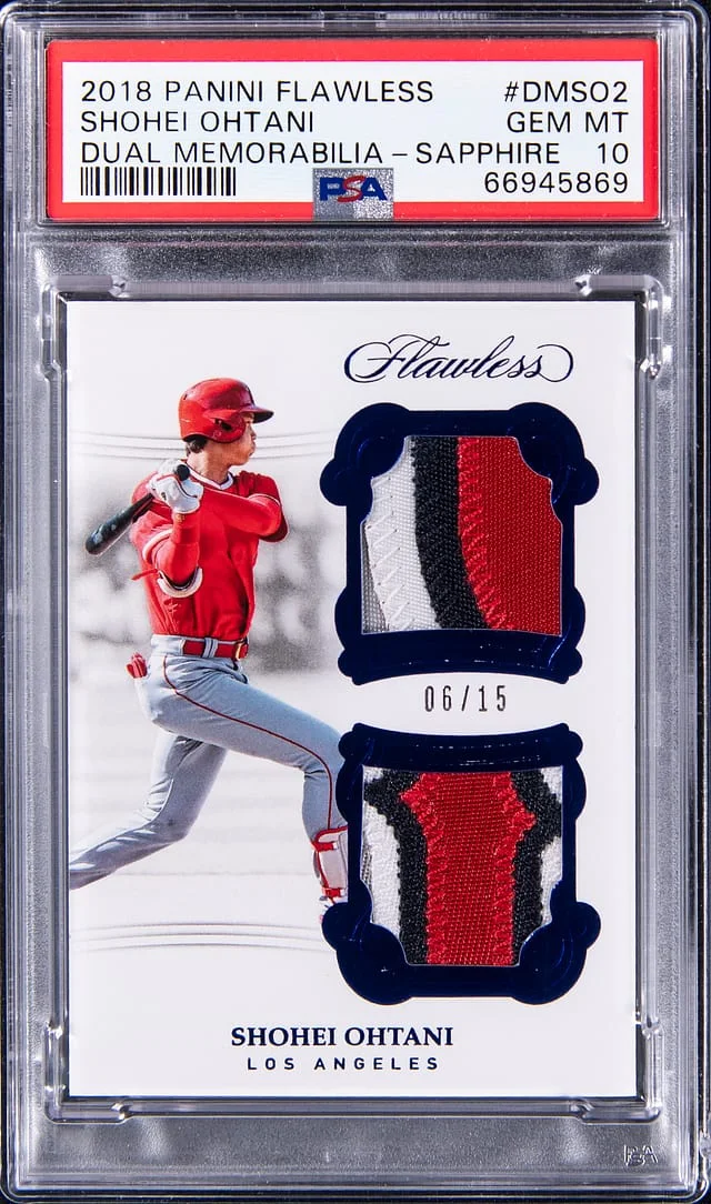 2018 Panini Flawless Shohei Ohtani Dual Memorabilia Sapphire #DMSO2 card image