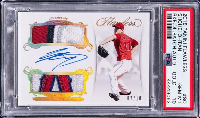 2018 Panini Flawless Shohei Ohtani Dual Patch Autographs Gold #SO card image
