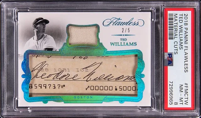 2018 Panini Flawless Ted Williams Material Cuts #FMC-TW card image