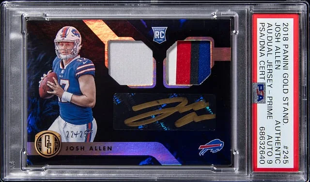 2018 Panini Gold Standard Josh Allen Autograph Dual Jersey Prime #245 card image