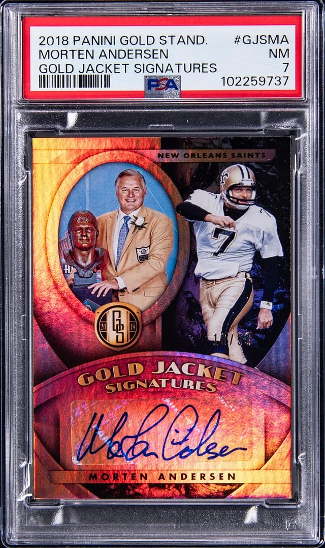 2018 Panini Gold Standard Morten Andersen Gold Jacket Signatures #GJS-MA card image