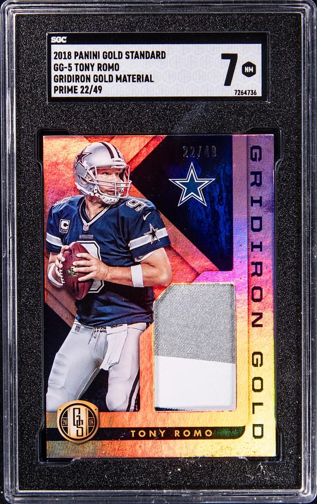 2018 Panini Gold Standard Tony Romo Gridiron Gold Material Prime #GG-5 card image