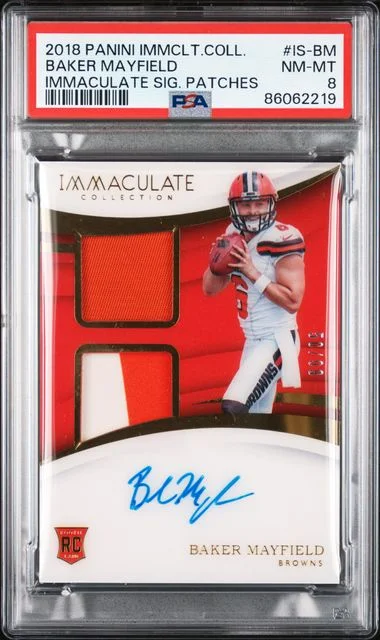 2018 Panini Immaculate Collection Baker Mayfield Immaculate Signature Patches #IS-BM card image