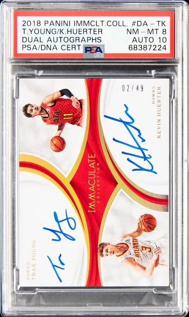 2018 Panini Immaculate Collection Dual Autographs Da-Tk Kevin Huerter/Trae Young #no-number card image