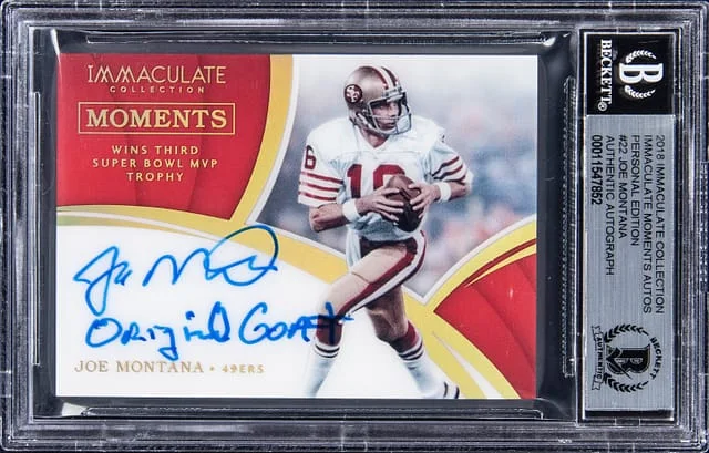 2018 Panini Immaculate Collection Joe Montana Immaculate Moments Autographs Personal Edition #IM-JM2 card image