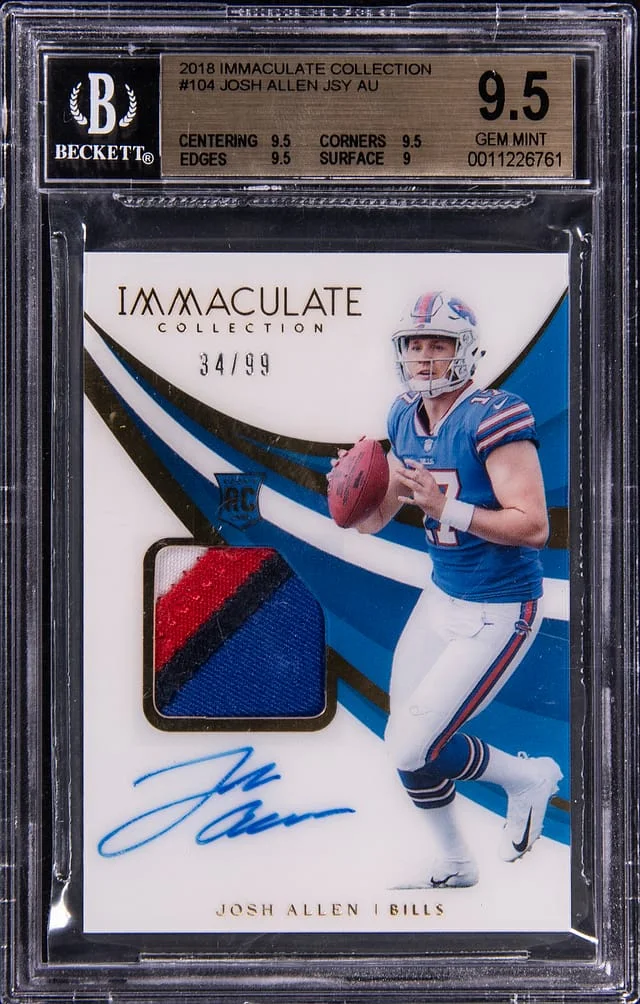 2018 Panini Immaculate Collection Josh Allen Patch Autograph (RPA) #104 card image